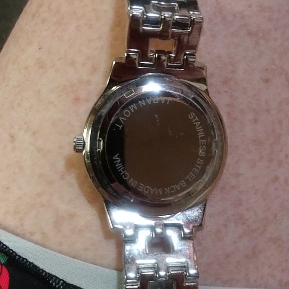 Bebe Rhinestone & Stainless Steel Sparkly Watch For Small Wrist W/Extra Links - Picture 12 of 14